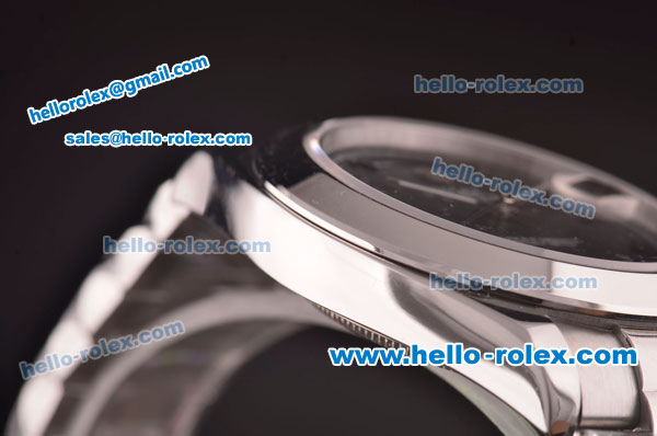 Rolex Day-Date II Asia 2813 Automatic Steel Case/Strap with Black Dial and Black Numeral Markers - Click Image to Close
